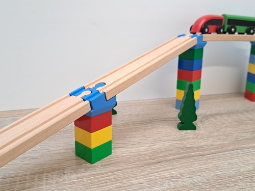 Angled duplo wooden train - to,