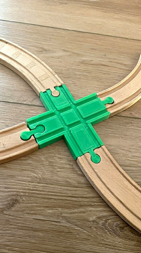 Wooden train track crossing - train,