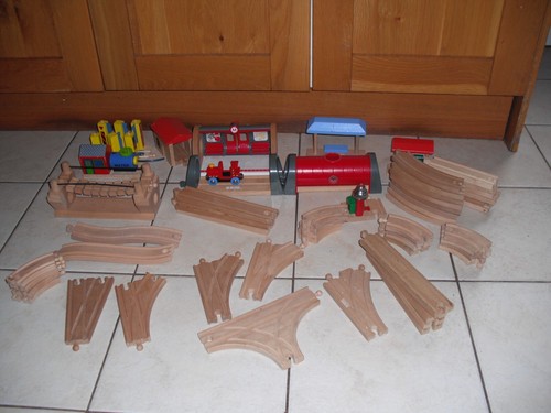 Wooden train tracks - wooden, tracks,
