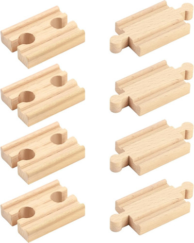 8pcs wooden train - wooden, track