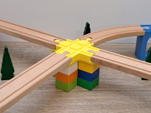 Duplo wooden train track - wooden,